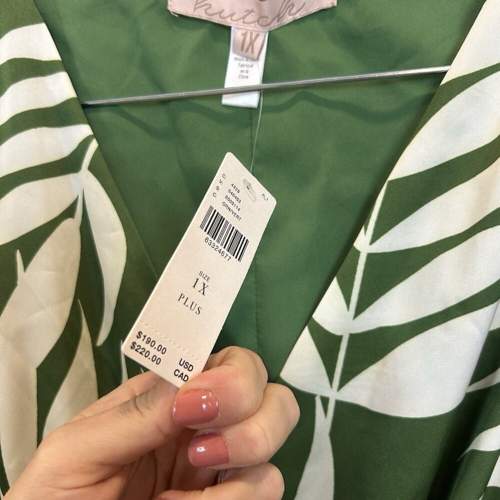 Anthropologie Hutch Palms Wrap Maxi Dress, Green And Cream, US Size 1X Flowy - Picture 6 of 12